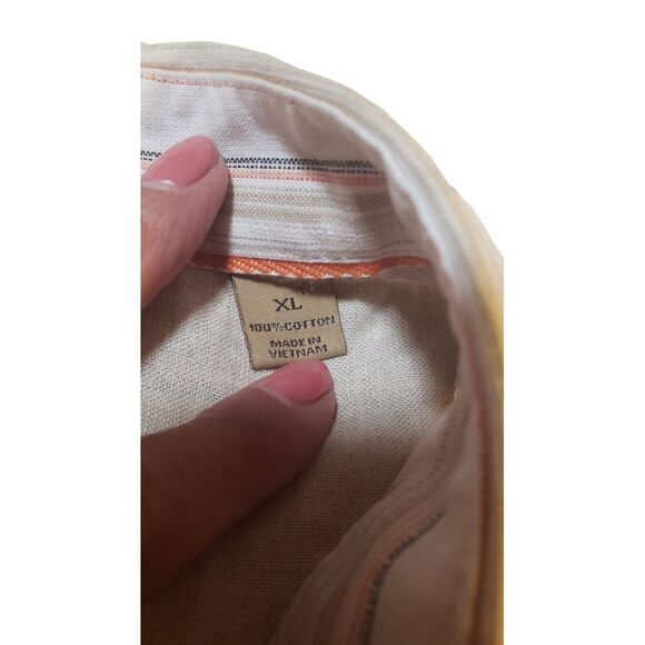 NWT Tasso Ella Island XL 100% Cotton White Orange Tan Striped Button Front Shirt - Picture 11 of 16